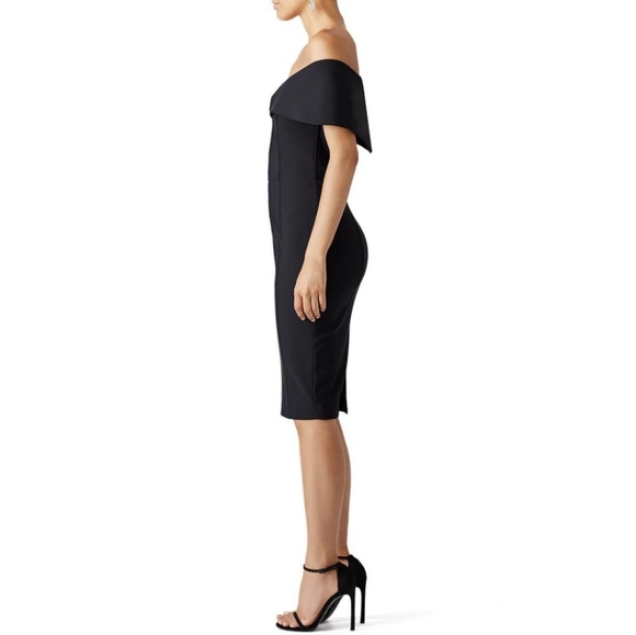 MISHA Off the Shoulder Sheath Black Dress - Picture 3 of 13